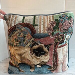 Tapestry Siamese Cat Decorative Pillow - Multicolor